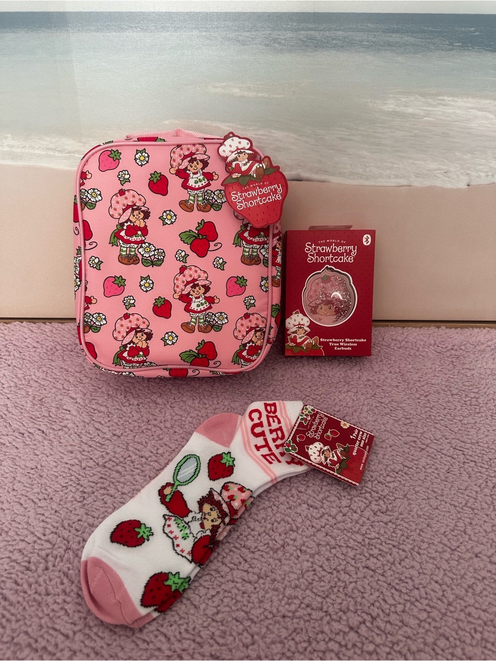 Strawberry Shortcake Pink  Lunch Bag - Cute Strawberry Print